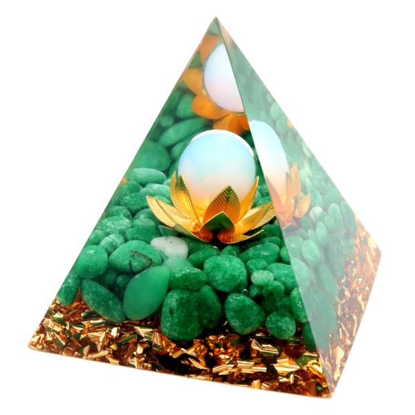 オルゴナイト ピラミッド 蓮の花 orgonite pyramid  置物 天然石 パワーストーン ...