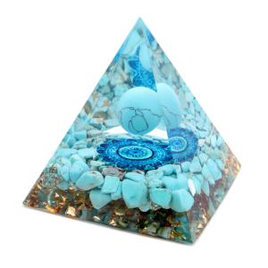 オルゴナイト ピラミッド ターコイズ トルコ石 さざれ 丸玉 orgonite pyramid  置物 天然石 パワーストーン 浄化 母の日 贈り物 プレゼント ギフト 贈り物｜GOLD STONE.