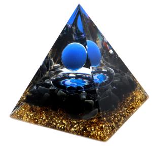 オルゴナイト ピラミッド 太極 オブシディアン さざれ orgonite pyramid  置物 天然石 パワーストーン 浄化 スピリチュアル 風水 爆買