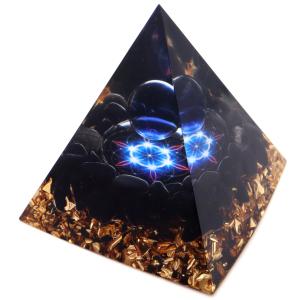 オルゴナイト ピラミッド オブシディアン さざれ 黒曜石 orgonite pyramid  置物 天然石 パワーストーン 浄化 No17 敬老の日 爆買