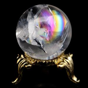 GOLD STONE アイリスクォーツ 丸玉 水晶 虹入り AAA 天然 直径約40mm