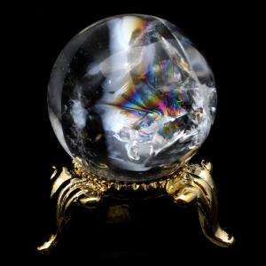 GOLD STONE アイリスクォーツ 丸玉 水晶 虹入り AAA 天然 直径約40mm