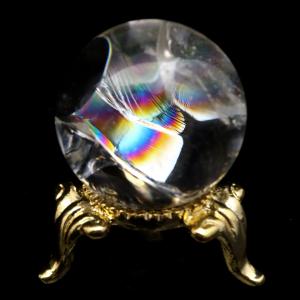 GOLD STONE アイリスクォーツ 丸玉 水晶 虹入り AA 天然 直径約28mm