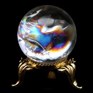 GOLD STONE アイリスクォーツ 丸玉 水晶 虹入り AA 天然 直径約29mm