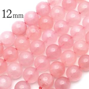 ローズクォーツ 一連 ビーズ 1本売り 12mm AAA 約32玉前後 紅水晶 ピンク 長さ38cm前後 10月 誕生石 パーツ ハンドメイド 手作り 天然石 パワーストーン