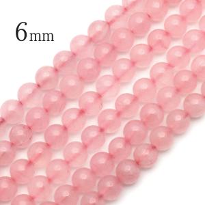 ローズクォーツ 一連 ビーズ 1本売り 6mm AA 約65玉前後 紅水晶 ピンク 長さ38cm前後 10月 誕生石 パーツ ハンドメイド 手作り 天然石 パワーストーン