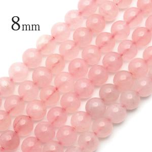 ローズクォーツ 一連 ビーズ 1本売り 8mm AA 約46玉前後 紅水晶 ピンク 長さ38cm前後 10月 誕生石 パーツ ハンドメイド 手作り 天然石 パワーストーン