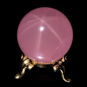 天然石 ダブルスター ローズクォーツビッグスフィア 台座付き GOLD STONE スター ローズクォーツ 丸玉 77mm AAA 台座付き