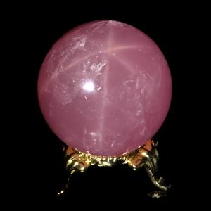 スター ローズクォーツ 丸玉 39mm AAA 台座付き マダガスカル産 天然石 1点物 スフィア 紅水晶 パワーストーン