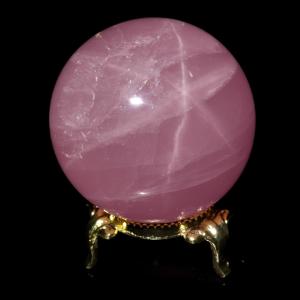 スター ローズクォーツ 丸玉 50mm AAA 台座付き マダガスカル産 天然石 1点物 スフィア 紅水晶 パワーストーン