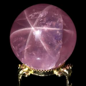 スター ローズクォーツ 丸玉 43mm AAAAA 台座付き マダガスカル産 天然石 1点物 スフィア 紅水晶 パワーストーン