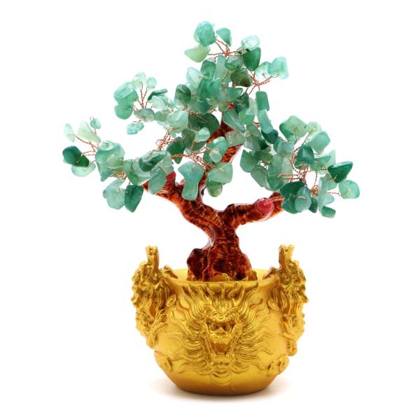 招財樹 壺型 アベンチュリン 龍 風水置物 インテリア 金運祈願 開運 商売繁盛祈願 龍の置物 玄関...