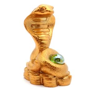 GOLD STONE 蛇 クリスタルボール 約80mm 干支 巳年 2025年 置き物 人工