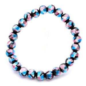 ホタルガラス ブレスレット ブルー 青色 8mm とんぼ玉 沖縄 お土産