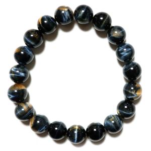 ゴールデンブルー タイガーアイ ブレスレット 10mm AAA キャッツアイ 虎目石 パワーストーン ツートンカラー 天然石 メンズ かっこいい