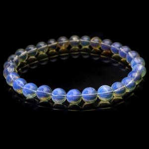 ブルーアンバー ブレスレット 6.5mm メキシコ産 琥珀 こはく メキシカンアンバー ブラックライト付き 敬老の日 贈り物 プレゼント ギフト 贈り物