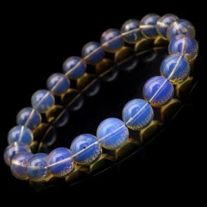 ブルーアンバー ブレスレット 8mm メキシコ産 琥珀 こはく メキシカンアンバー ブラックライト付き 敬老の日 贈り物 プレゼント ギフト 贈り物