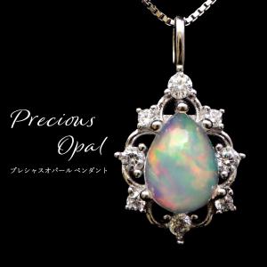オパール ペンダント しずく ドロップ エチオピア産 ネックレス SILVER925 プレシャスオパール 遊色効果 天然石 パワーストーン 1点物 10月 誕生石