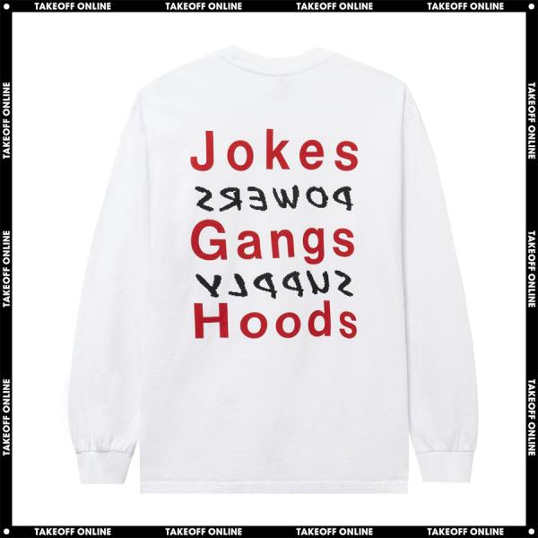 パワーズサプライ ロンT メンズ ジョークス ギャングス フッズ ロングスリーブ TEE ホワイト ...