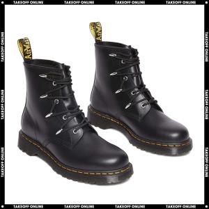 ドクターマーチン ブーツ レディース 8ホール タイブーツ ブラック Dr.Martens 1460 8 TIE BOOTS BLACK DANUIBO レザー｜goldtakeoff7