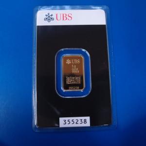 スイス　純金５ｇインゴット　ＵＢＳ銀行　新品未使用