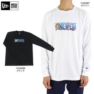 セール  ニューエラ コットン Tシャツ ONE PIECE タイトルロゴ 12542687 12542688 大きいサイズ Tシャツ 長袖 キャラクター newera NEWERA｜golf-line