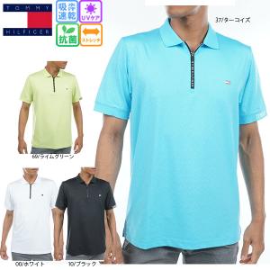 セール ゴルフウェア ゴルフシャツ トミーヒルフィガー 半袖ジップアップシャツ THMA343 メンズ  大きいサイズ有 吸水速乾 UV 抗菌 防臭｜golf-line