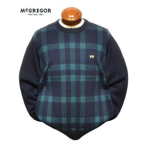 マックレガー セーター メンズ 111733803 前身頃にチェック織柄入り クルーネックセーター ...