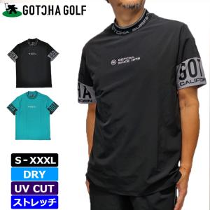 ガッチャゴルフ メンズ 吸汗速乾 モックネック 半袖 シャツ シリコンプリント 232GG1002 GOTCHA GOLFメール便発送 3SS2 トップス モックシャツ JUL1｜サードウェイブ ゴルフ&スポーツ