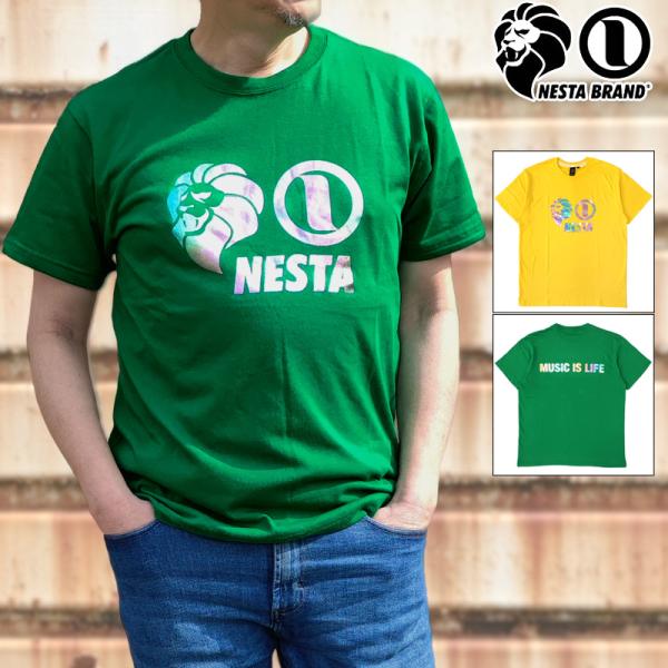 クーポン有 ネスタブランド 吸汗速乾 半袖 Tシャツ 232NB1016 マルチカラー箔 NESTA...