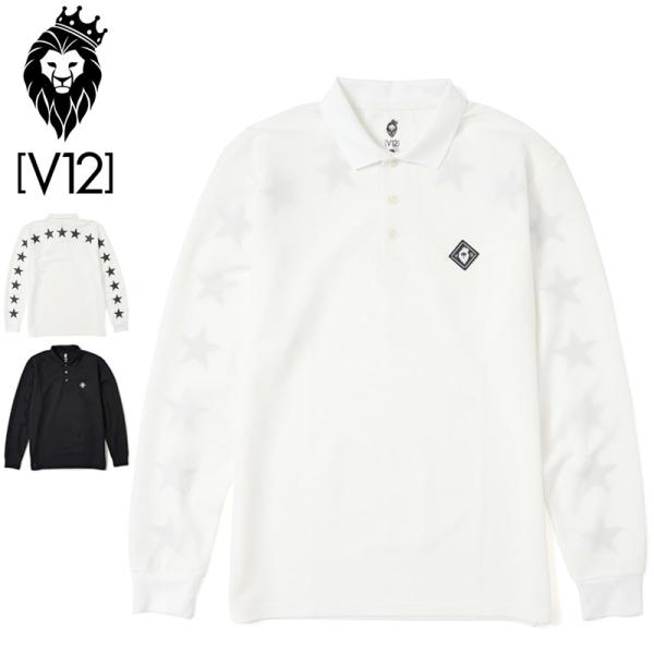 V12 ゴルフ メンズ 長袖 ポロシャツ BACK STAR L/S POLO V122120-CT...