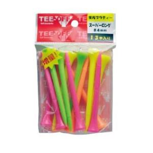 レザックス　TEE-OFF ティーオフ　蛍光プラスティックティ スーパーロング 84mm/13本 TOPL-2129 ※クリックポスト（全国一律送料198円）