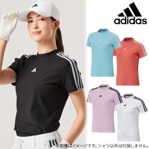 (クリアランス) アディダス ゴルフ スリーストライプス 半袖モックネックシャツ NMJ69 レディース 2023年春夏｜golf7