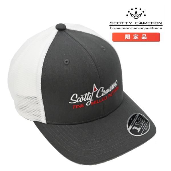 スコッティキャメロン ピンフラッグロゴ メッシュ キャップ チャコール / ホワイト スナップバック...
