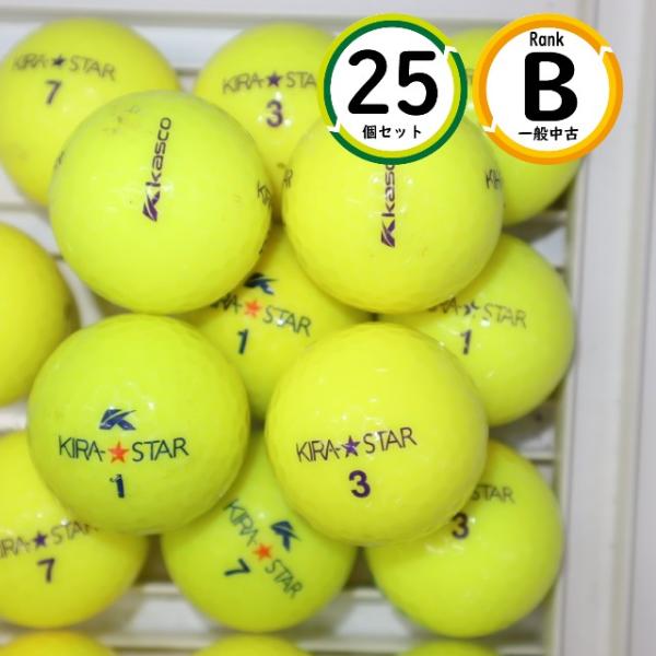 25個 キラ スター キャスコ イエローカラー Bランク ゴルフボール 中古 ロストボール kira...