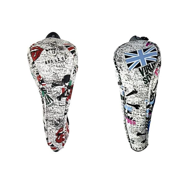 【メール便配送無料】ゴルフ ヘッドカバー ユーティリティ用 PUレザー スカル イギリス 国旗 ハイ...