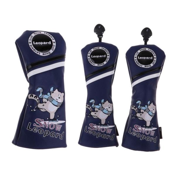 ゴルフ ヘッドカバー ドライバー用 3個セット PUレザー ユキヒョウ ウッドヘッドカバー (#1・...