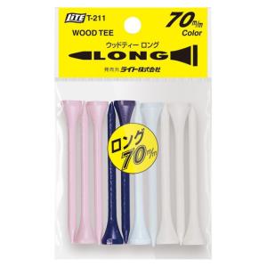 ゴルフ ティー 木製 高さ 70mm カラーティー ウッドティー70 カラー ライト(LITE)T-211 ゆうパケット対応商品
