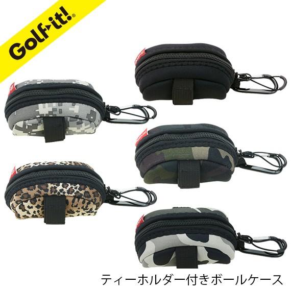 ゴルフ ボール ケース ベルトループ カラビナ 携帯  ティーホルダー付き 2個入用 ボールケース ...