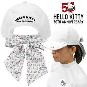 HELLO KITTY ハローキティ 50周年記念 リボン付き ゴルフキャップ｜golfman-original