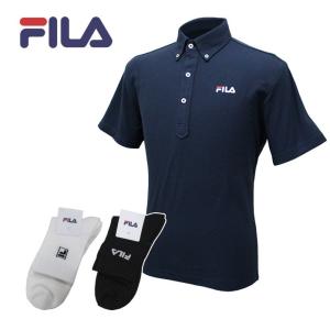 フィラ ゴルフ メンズ 半袖 ポロシャツ ソックス の3点セット UVカット 消臭 抗菌 速乾 靴下 FILA 788-982G