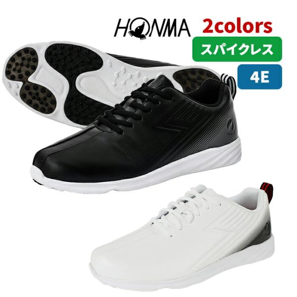 ホンマ ゴルフ シューズ スパイクレス 紐式 4E ホワイト ブラック SR12404 本間 HON...