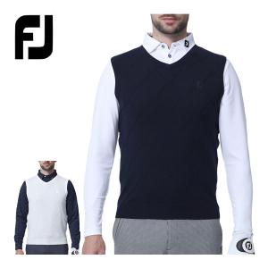 フットジョイ ゴルフウェア メンズ ケーブルアーガイル Vネック ベスト FJ-F23-M02 2023年秋冬モデル M-XXL｜golfranger