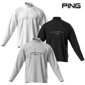 PING ピンゴルフ メンズ 長袖 モックネックシャツ メッシュジャカード