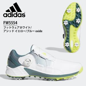 アディダス ゴルフ シューズ メンズ KZI02 ゼッドジー21 ボア（FW5554）フットウェアホワイト/アシッド イエロー/ブルー oxide 2021春夏