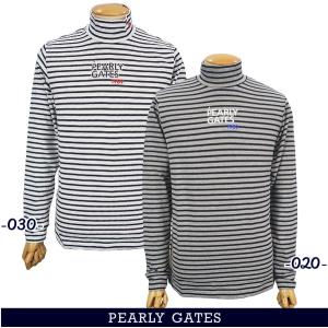 【NEW】PEARLY GATES パーリーゲイツ メンズ ベア天竺 ボーダー長袖モックシャツ =MADE IN JAPAN= 053-4166113/24A｜golfwaveonline2