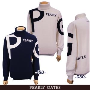 【NEW】PEARLY GATES パーリーゲイツ "BIG PG" ピュアカシミヤ天竺 メンズ タートルネックセーター 053-4174001/23D｜golfwaveonline2