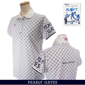 サイズ：2 PEARLY GATES パーリーゲイツ 055-1160602 半袖ポロシャツ ロゴプリント マルチカラー ホワイト系 [240101475349] ゴルフウェア レディース ストスト 新品】PEARLY GATES パーリーゲイツ 055-1160602 半袖ポロシャツ