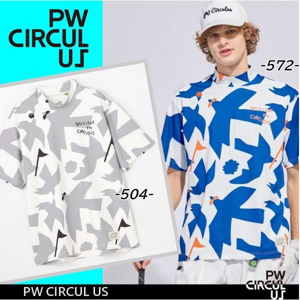 【春新！PW CIRCULUS】【接触冷感/吸水速乾/UVケア/ストレッチ】メンズDOVE柄モックネ...