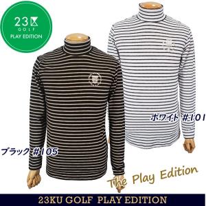 23区GOLF 【超美品】23区ゴルフ 長袖ハイネックシャツ ネイビー×白